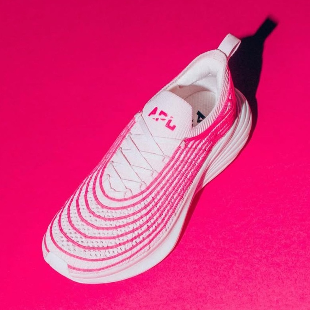 APL Women's White and Hot Pink Slip-On Sneakers